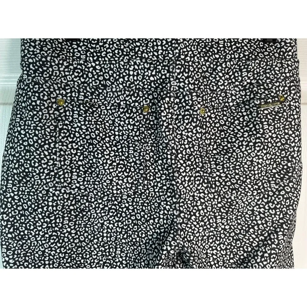 Michael Kors Black‎ White Leopard Print Slim Fit Ankle Pants Size L